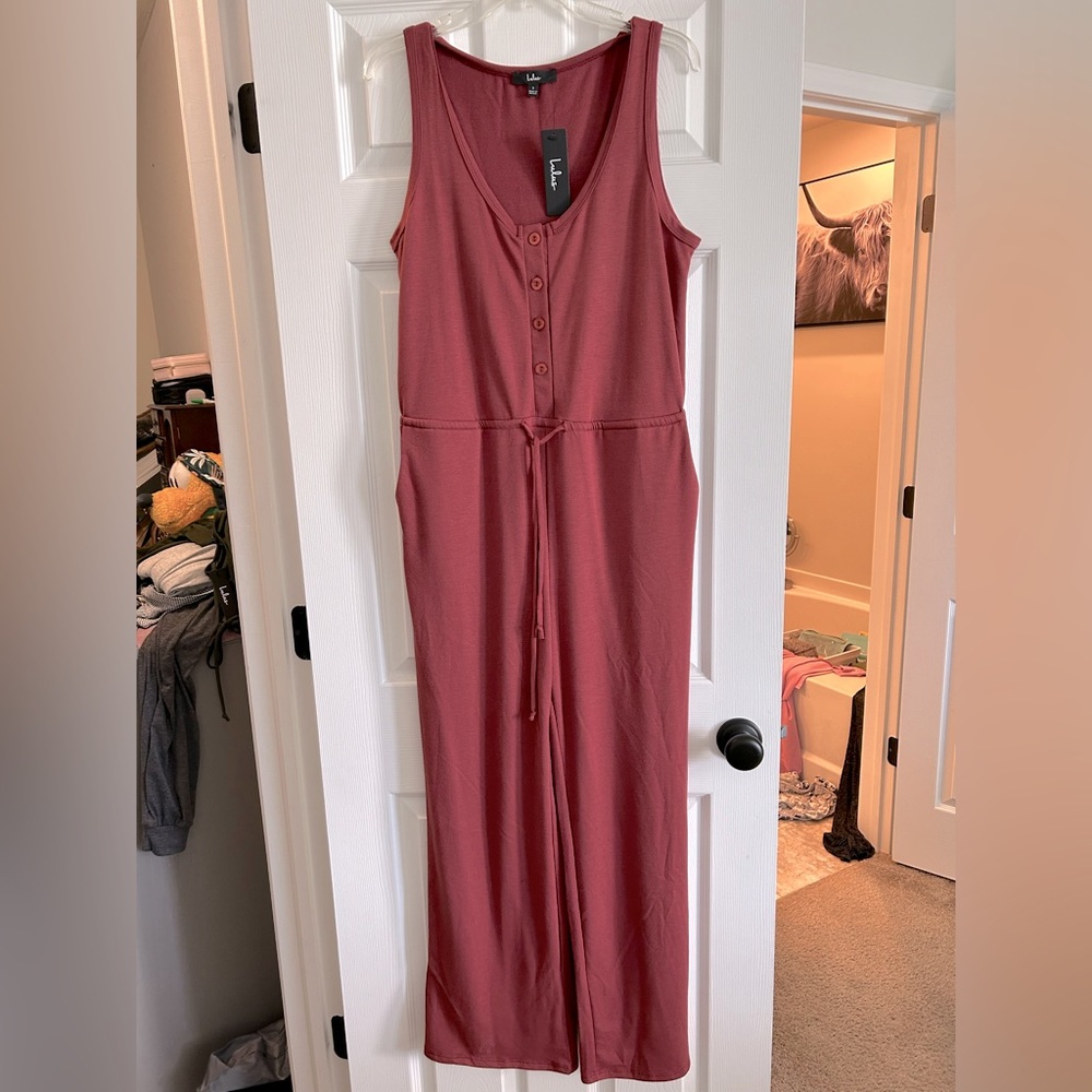Lulus, small, red, oversized jumpsuit
